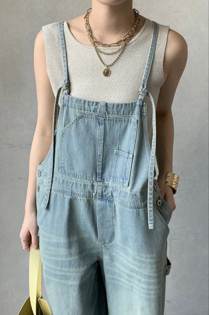 美品　doudou ミドルオンスデニムサロペット　ブルー