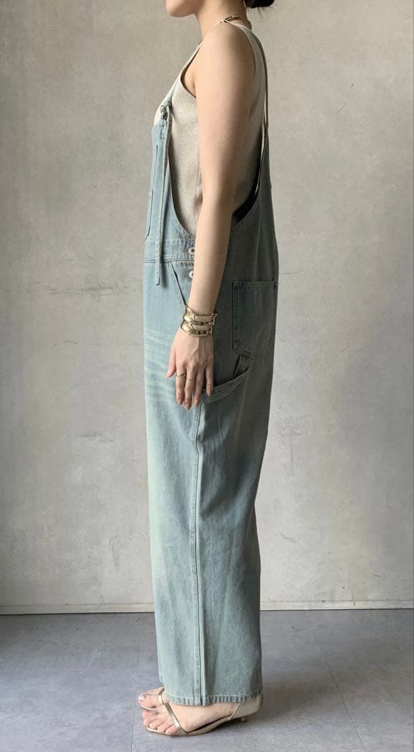 美品　doudou ミドルオンスデニムサロペット　ブルー