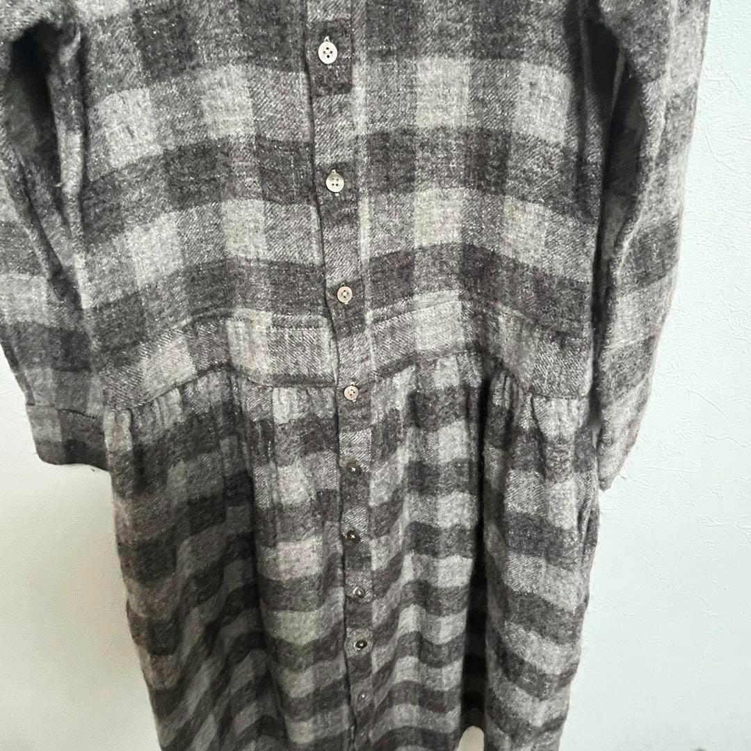 着用数回　美品【SA-RAH】サラ(F) シャツワンピース　ブラウン　チェック柄