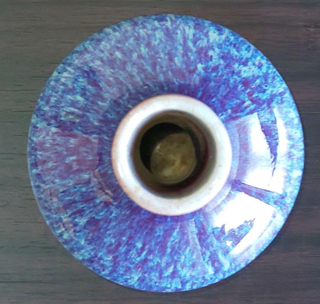 中国清時代 辰砂青紫色の陶器花瓶