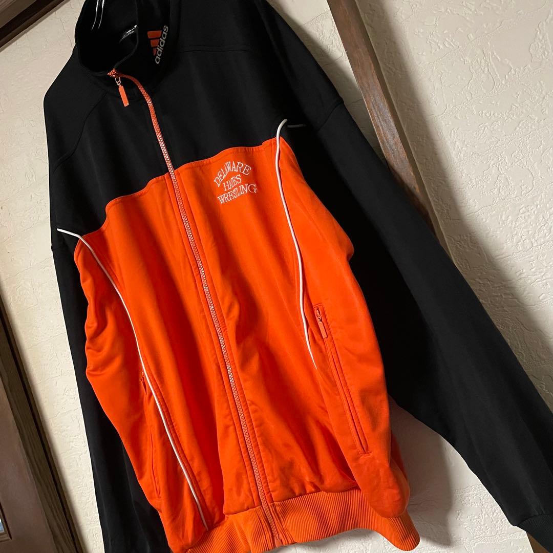 adidas トラックJKT Lサイズ オレンジ/ブラック パフォーマンスロゴ