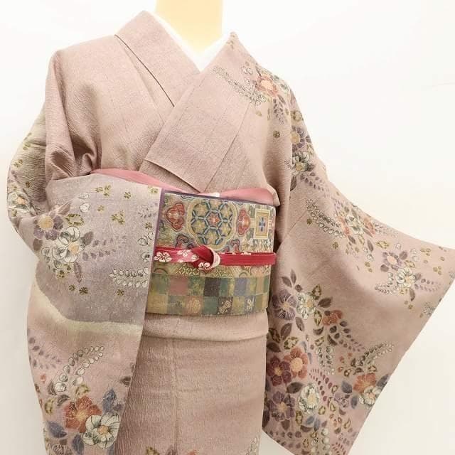 美品 辻が花 正絹トールサイズ“懐かしくて不思議な桃源郷”訪問着 T-39