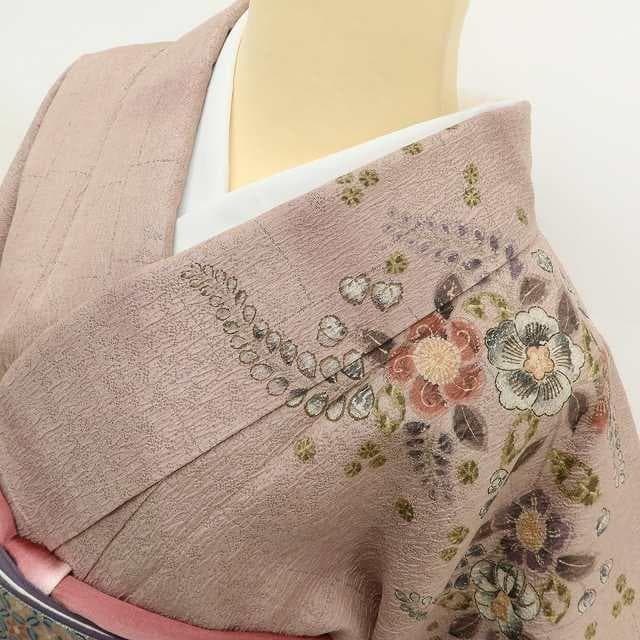 美品 辻が花 正絹トールサイズ“懐かしくて不思議な桃源郷”訪問着 T-39