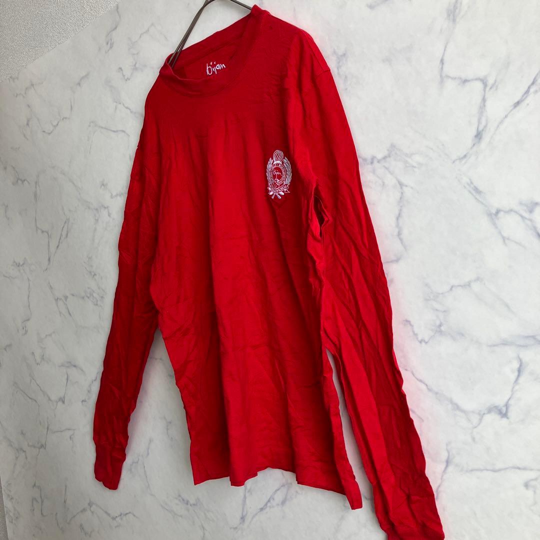 bijan ビジャン 刺繍ロンT イタリア製 コットン100% レッド L相当