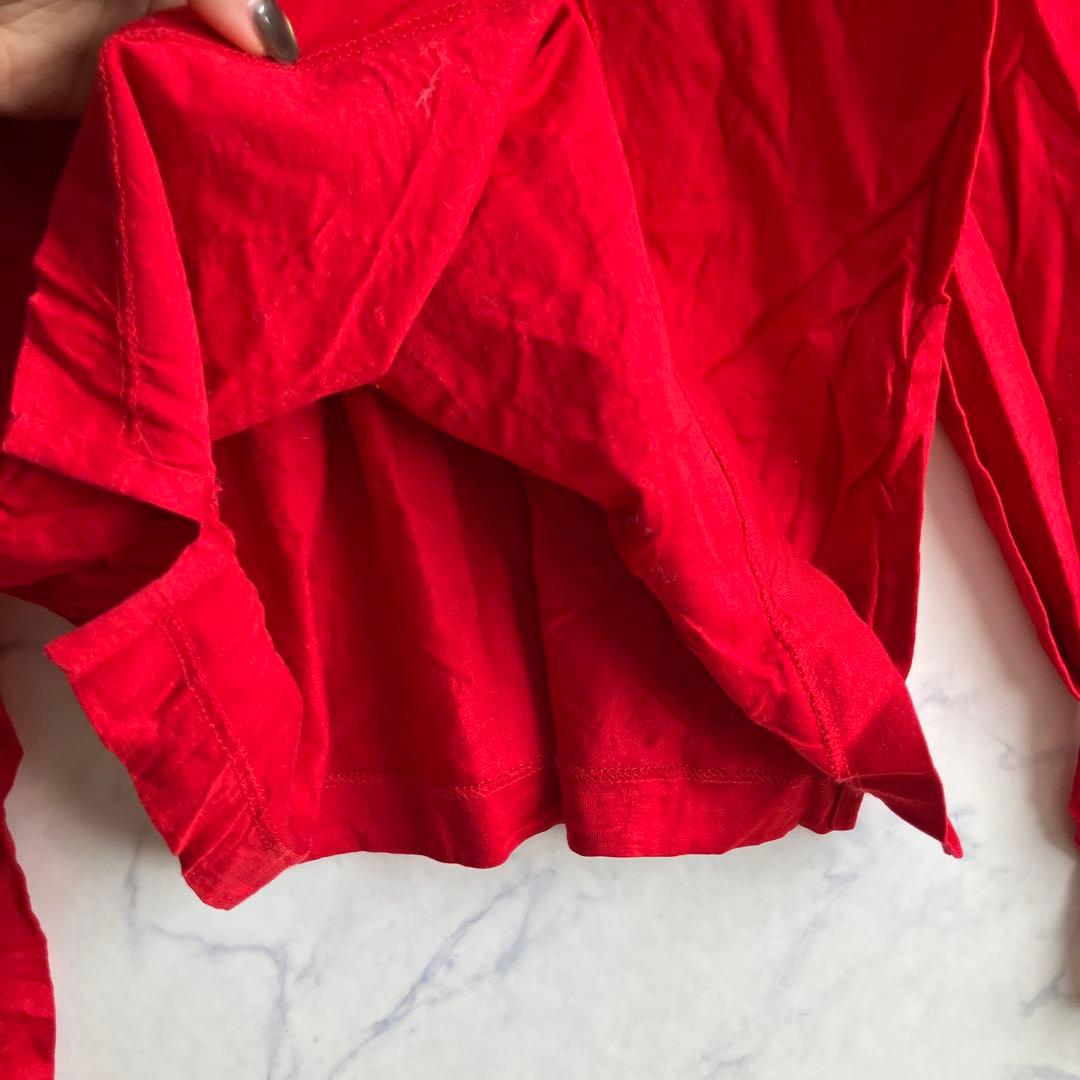 bijan ビジャン 刺繍ロンT イタリア製 コットン100% レッド L相当