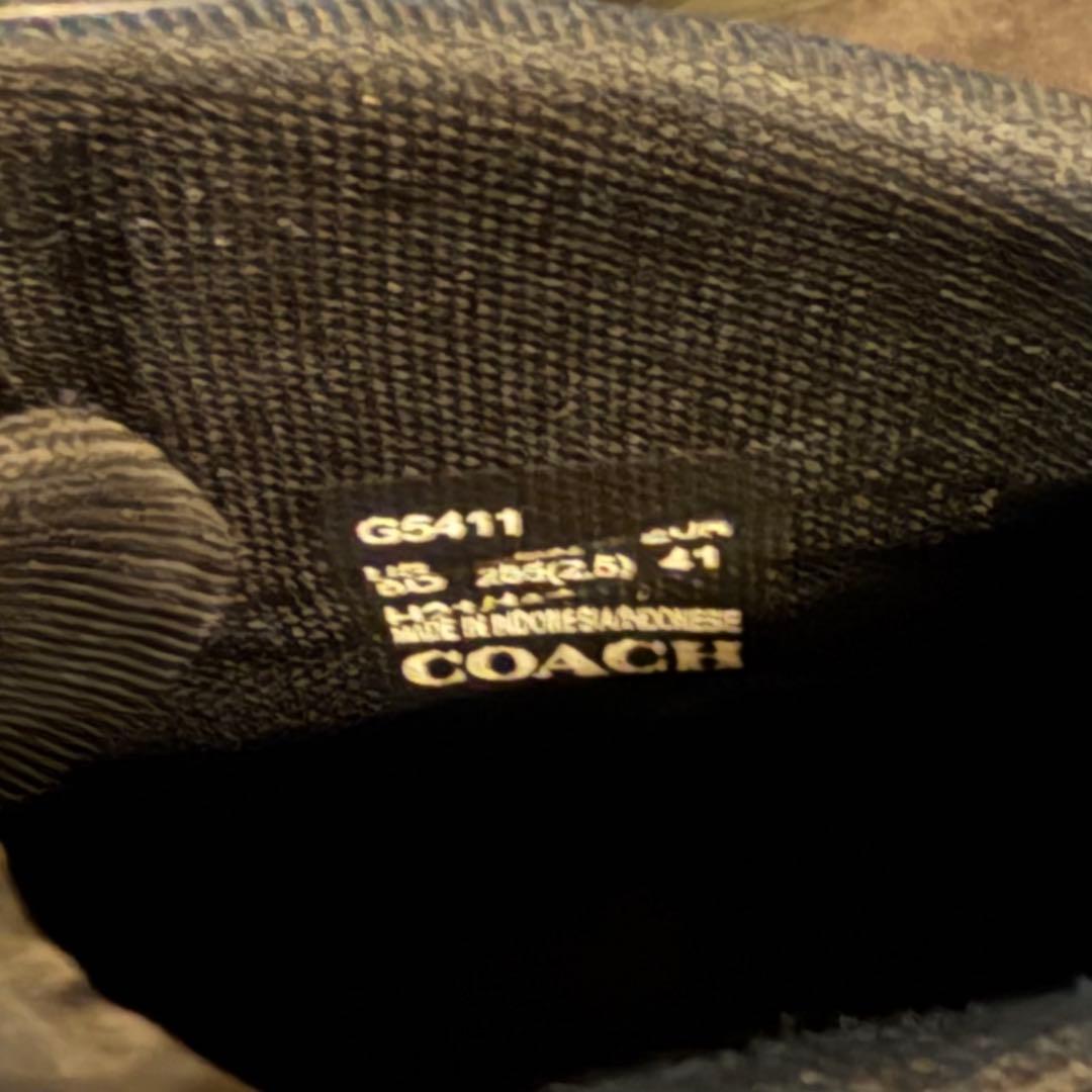 coachハイカットブラックシグネチャーレザースニーカー41約26.5cmブーツ