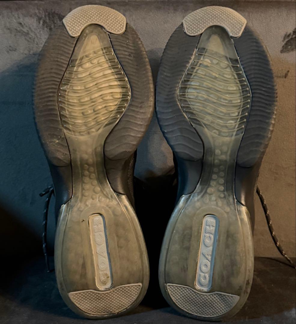 coachハイカットブラックシグネチャーレザースニーカー41約26.5cmブーツ