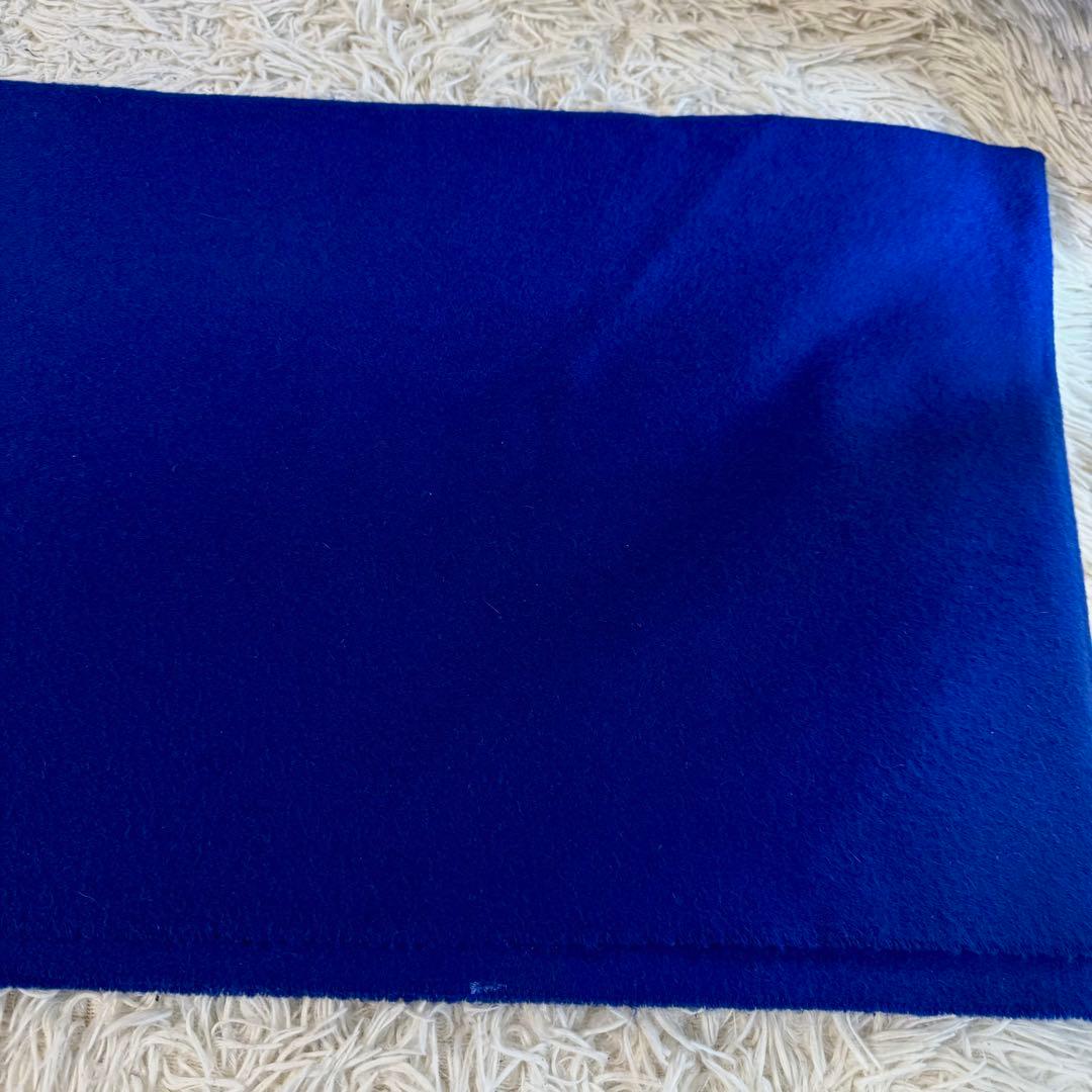 【美品】エルメス　カシミヤ100 フリンジ　マフラー　ブルー