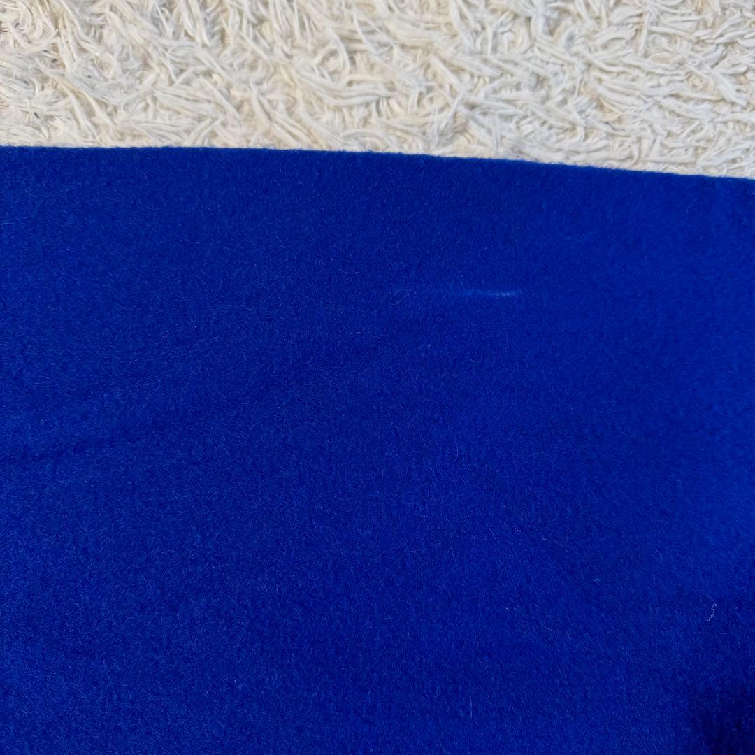 【美品】エルメス　カシミヤ100 フリンジ　マフラー　ブルー