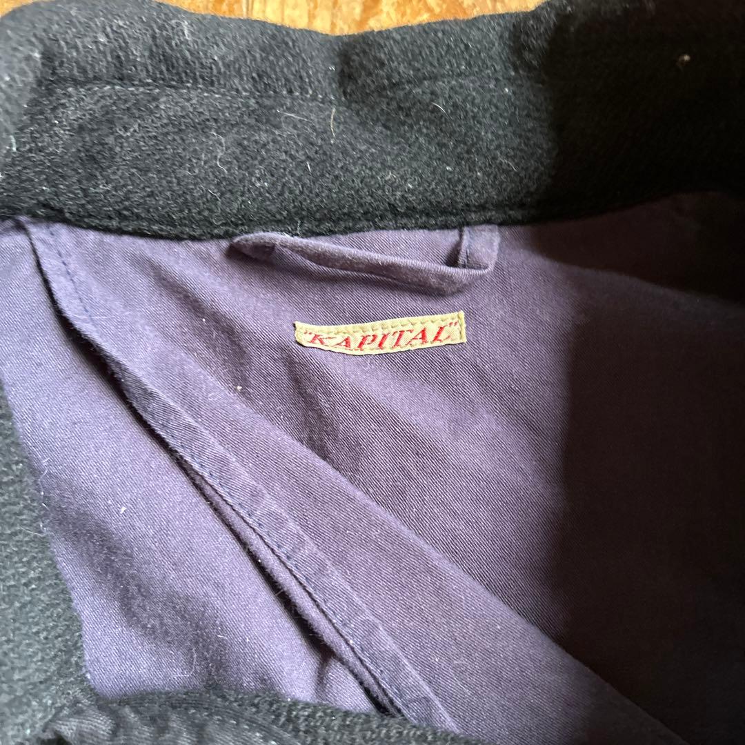 キャピタル　黒いウールダブルブレストピーコート