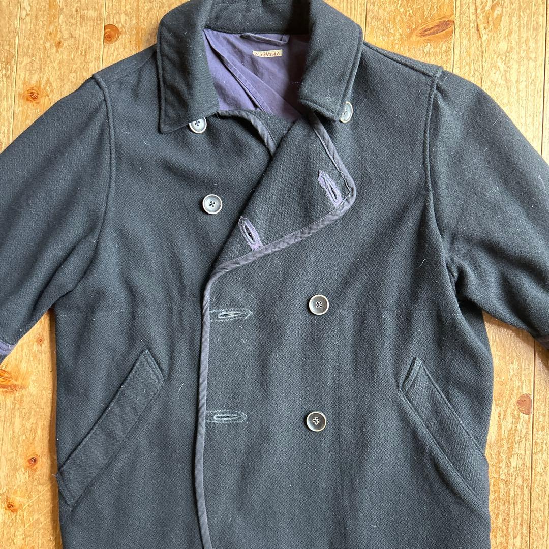 キャピタル　黒いウールダブルブレストピーコート