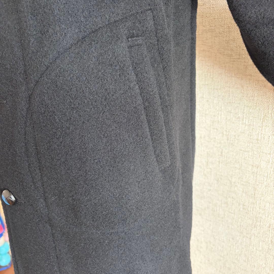 DANTON 【新品タグ付き】フード付きブラックウールコート 日本製 34