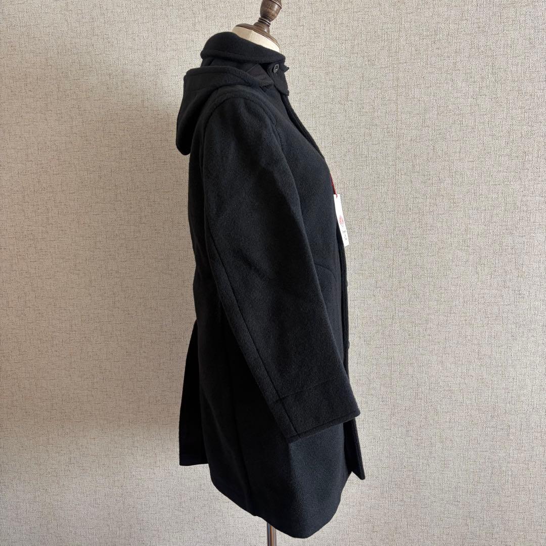 DANTON 【新品タグ付き】フード付きブラックウールコート 日本製 34