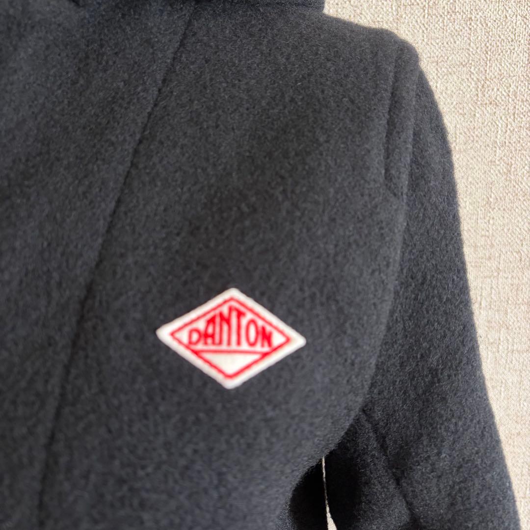 DANTON 【新品タグ付き】フード付きブラックウールコート 日本製 34