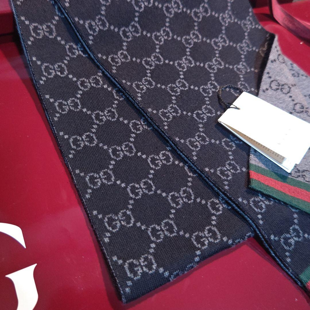 ❤極美品箱付き❤GUCCI マフラー ストール スカーフ❤黒グレー❤