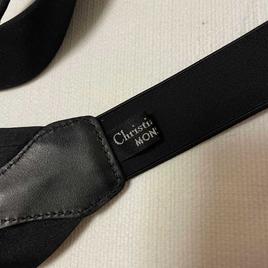 希少 クリスチャンディオール サスペンダー　黒Y型　ペイズリー　ボタンタブ式