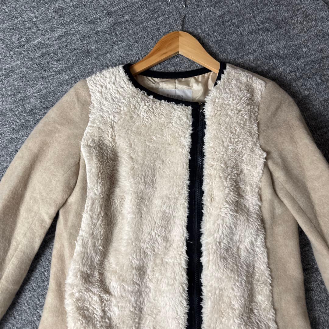 新品　RITSUKO SHIRAHAMA ノーカラーコート　ベージュ　1