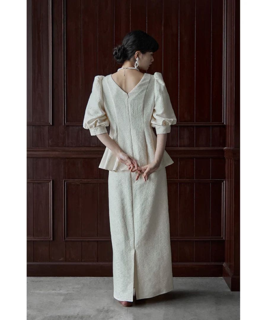 【すずらん】etoll. フラワージャガードセットアップドレス アイボリー