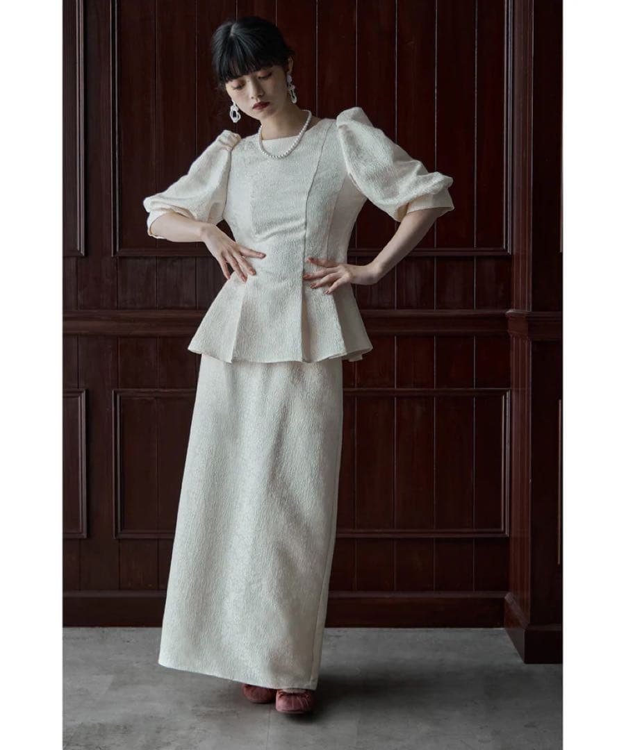 【すずらん】etoll. フラワージャガードセットアップドレス アイボリー