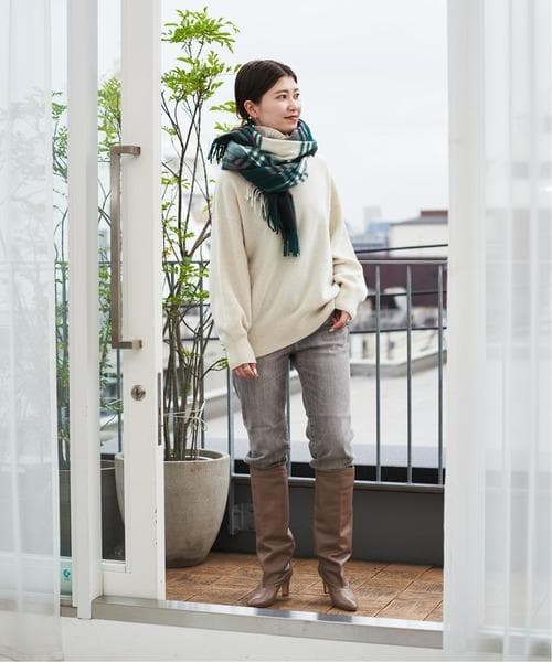 美品　Joshua Ellis チェック柄　グリーン　大判ストール