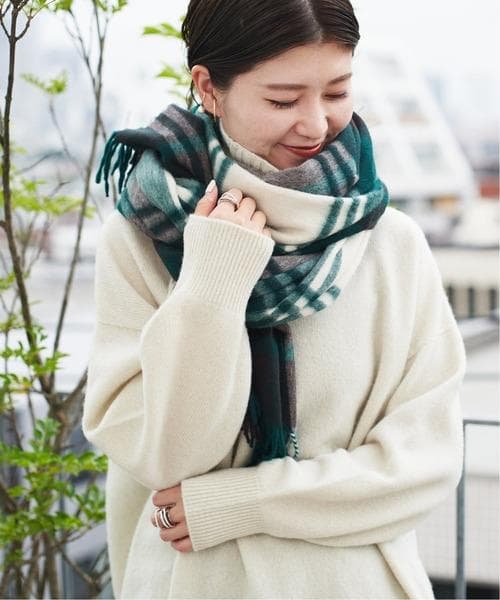 美品　Joshua Ellis チェック柄　グリーン　大判ストール