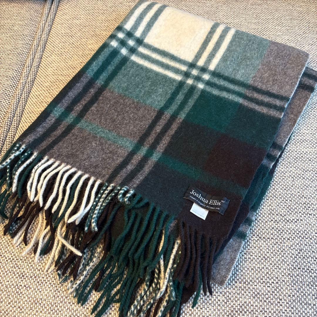 美品　Joshua Ellis チェック柄　グリーン　大判ストール