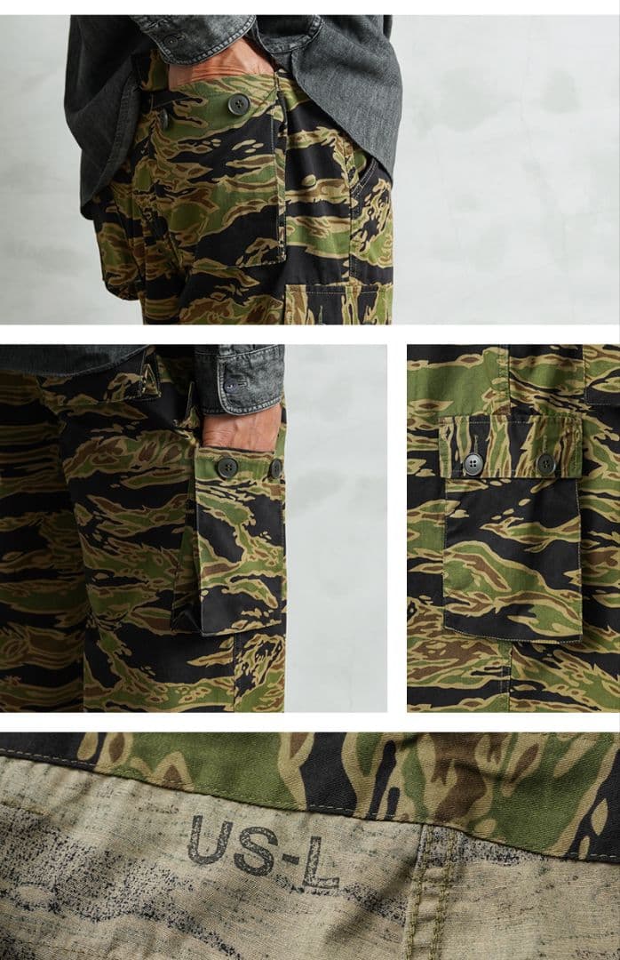 WAIPER.inc 米軍 タイガーストライプ カモ カーゴ トラウザー L