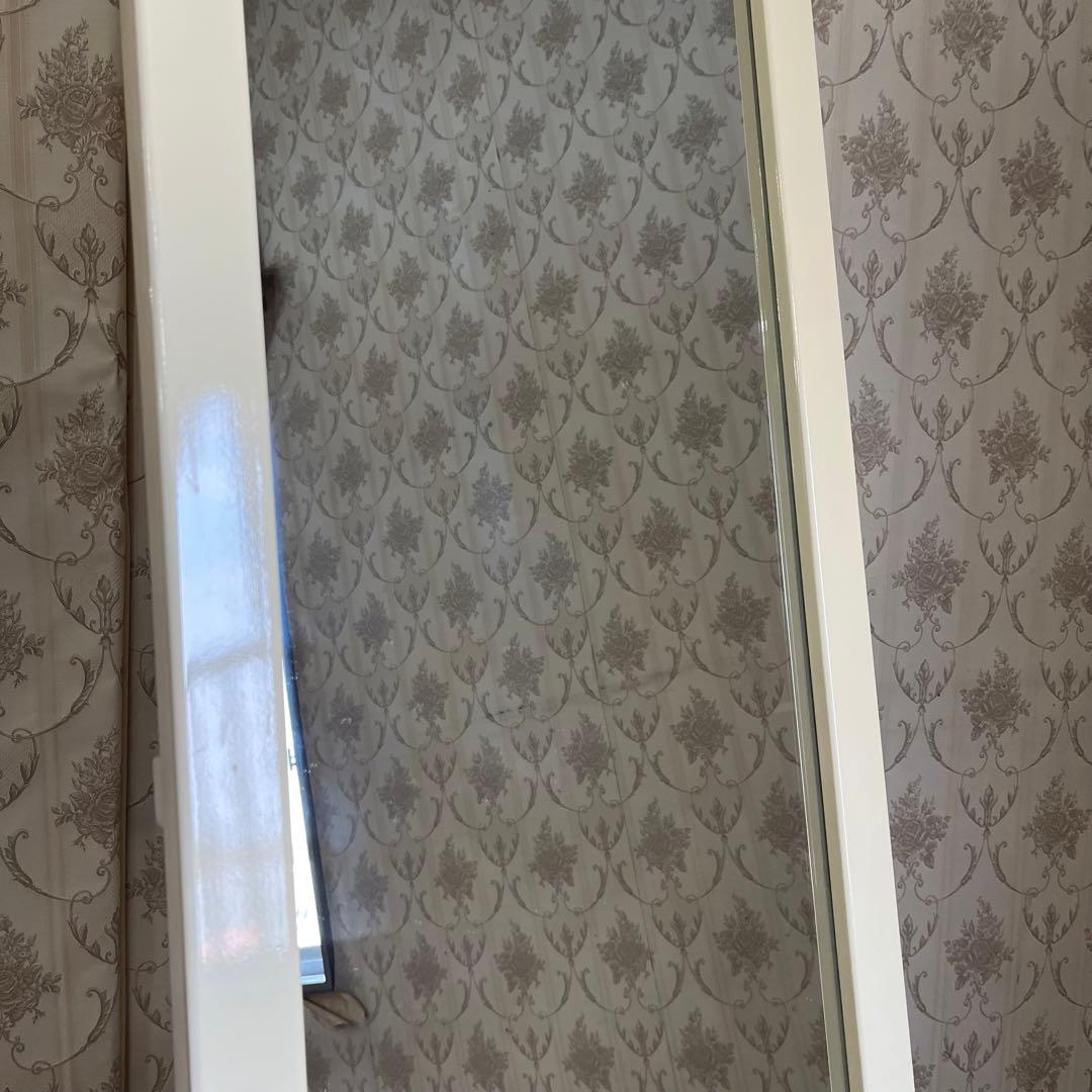 【アンティーク】北欧レトロ 折り畳み スタンドミラー 姿見 全身 鏡 古道具