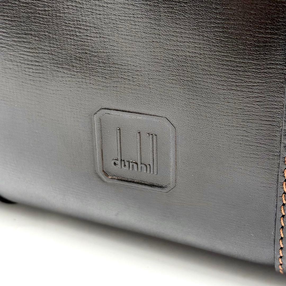 【極美品】ダンヒル ボストンバッグ 大容量 レザー ロゴ型押し ダークブラウン