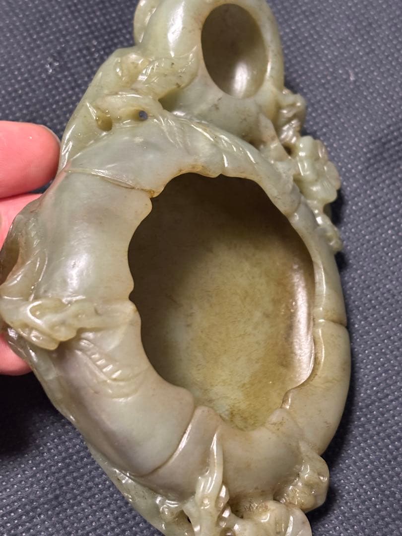 中国古美術品　清の時代　和田青玉 砡　筆洗　蘇工　188g