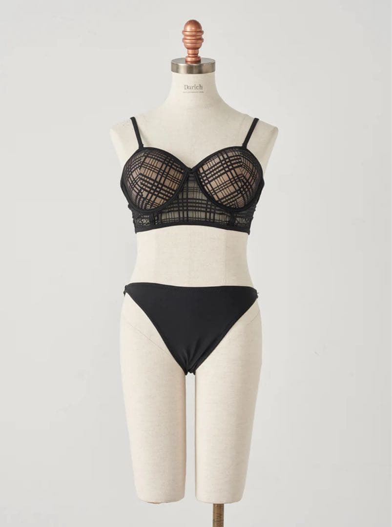 Darich チェックレースシアービキニ ブラック