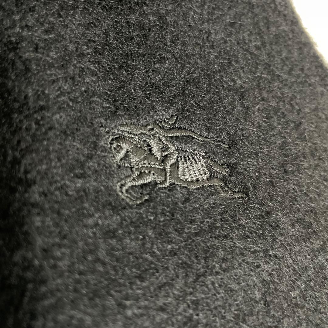 BURBERRY バーバリー カシミヤ100% マフラー 黒 無地 ホースロゴ