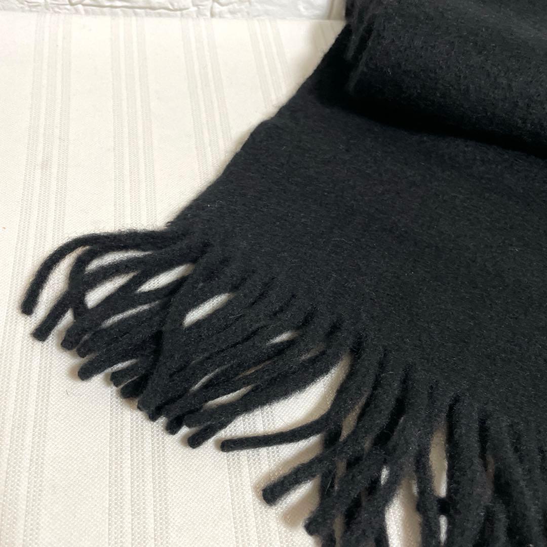 BURBERRY バーバリー カシミヤ100% マフラー 黒 無地 ホースロゴ