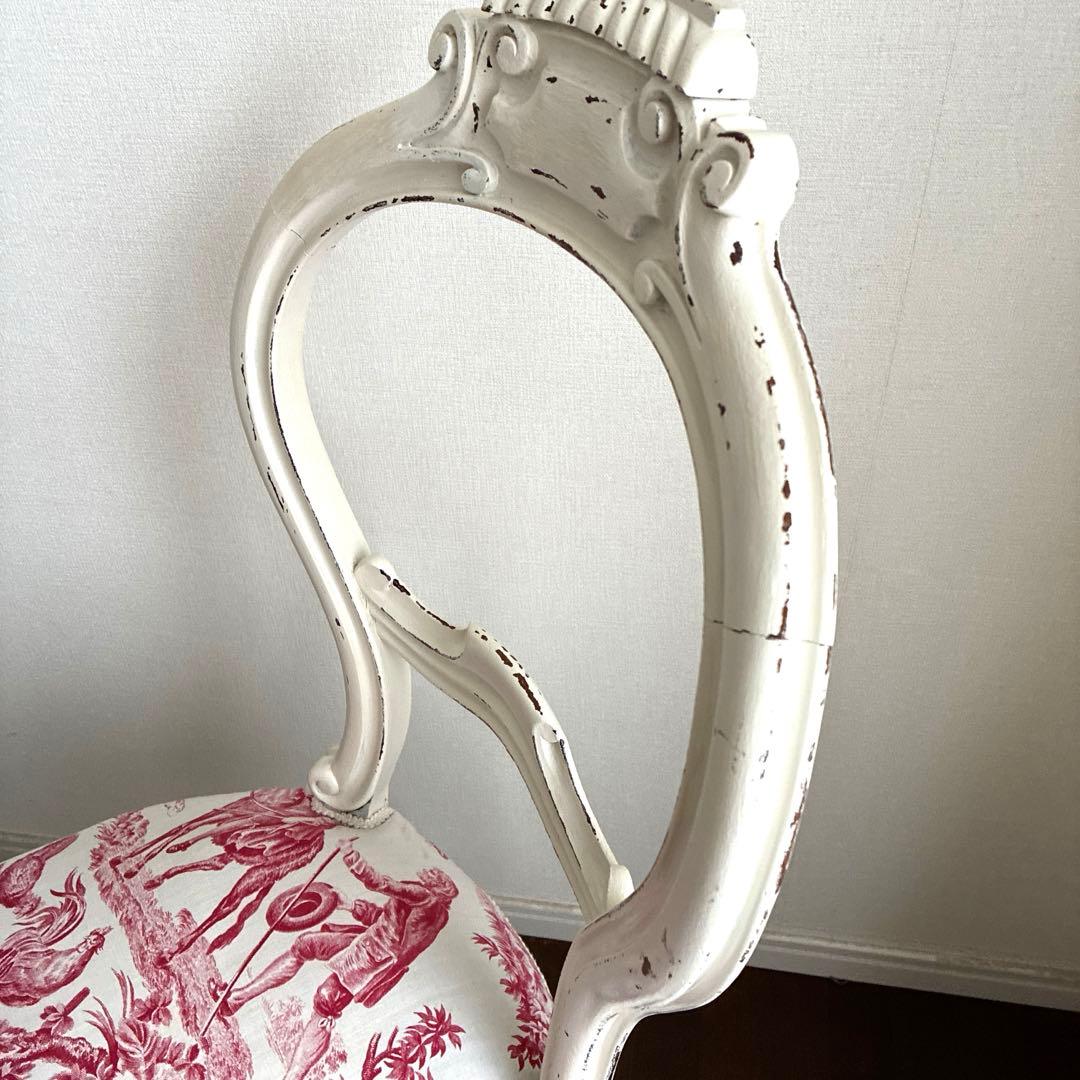 フレンチアンティーク　ペイントバルーンパックチェア　猫脚