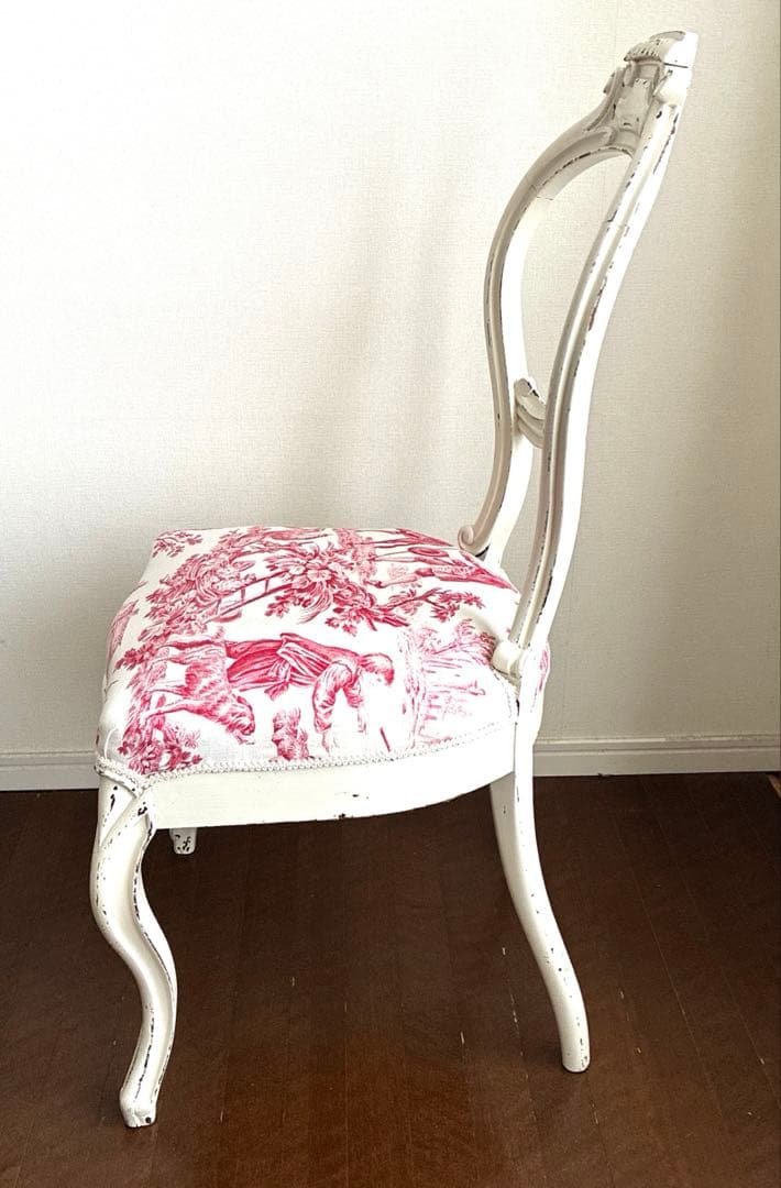 フレンチアンティーク　ペイントバルーンパックチェア　猫脚