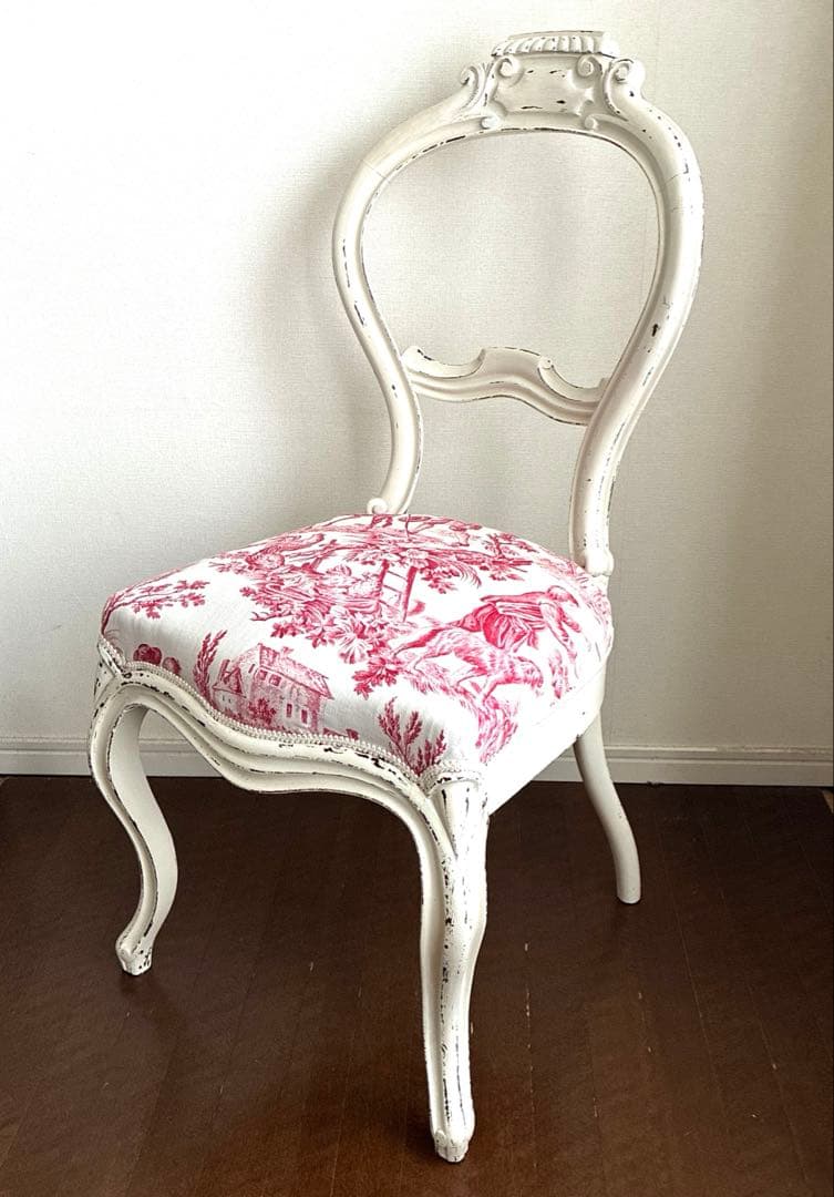 フレンチアンティーク　ペイントバルーンパックチェア　猫脚