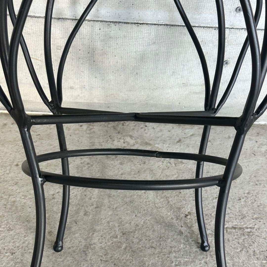 ワインベルベット×アイアン曲線脚スツール｜ロココモダンデザイン 椅子 ベロア調