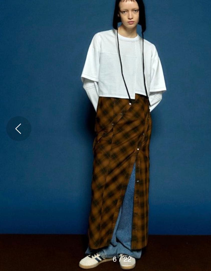 MAISON SPECIAL ボタンスリットチェックキャミワンピース　ブラウン