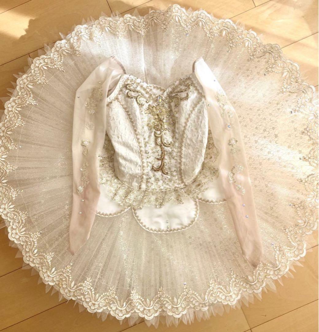 バレエ衣装 ホワイト　ゴールド　チュチュ