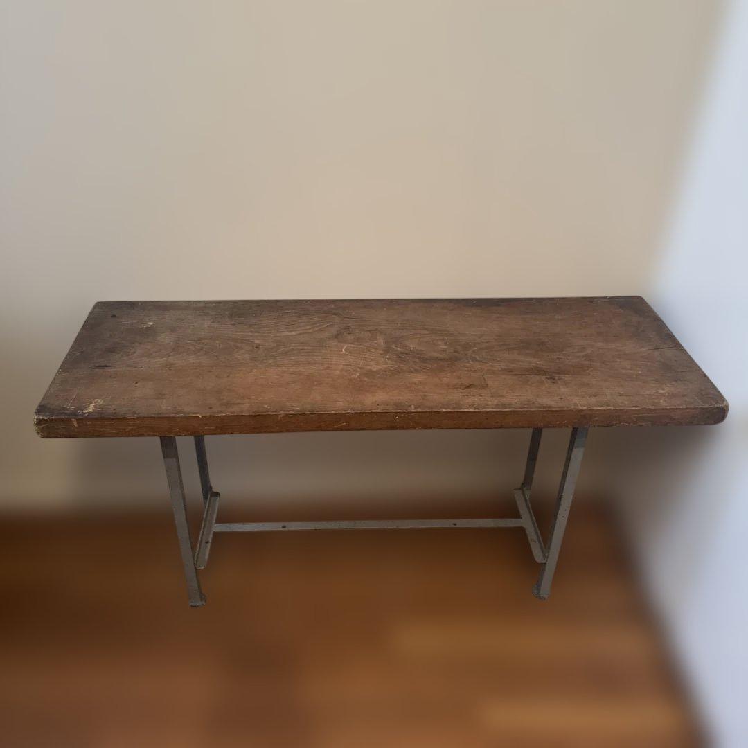 木製テーブル 金属脚付き 102cm