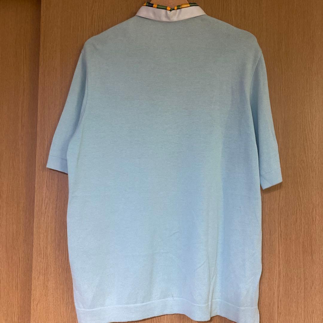 【送料無料】 HERMES エルメス シルク スカーフ柄 切替ポロシャツ M