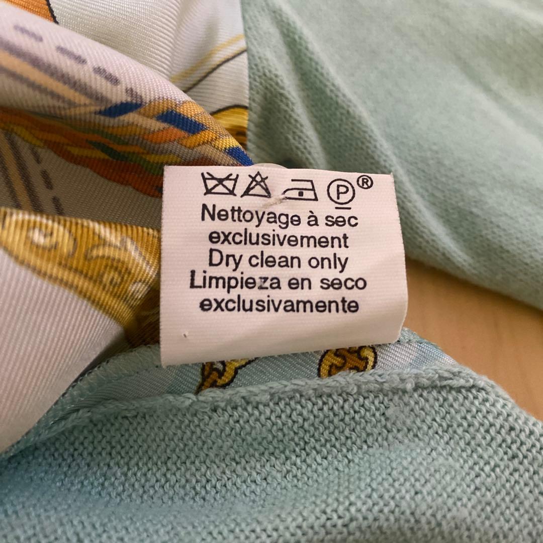 【送料無料】 HERMES エルメス シルク スカーフ柄 切替ポロシャツ M