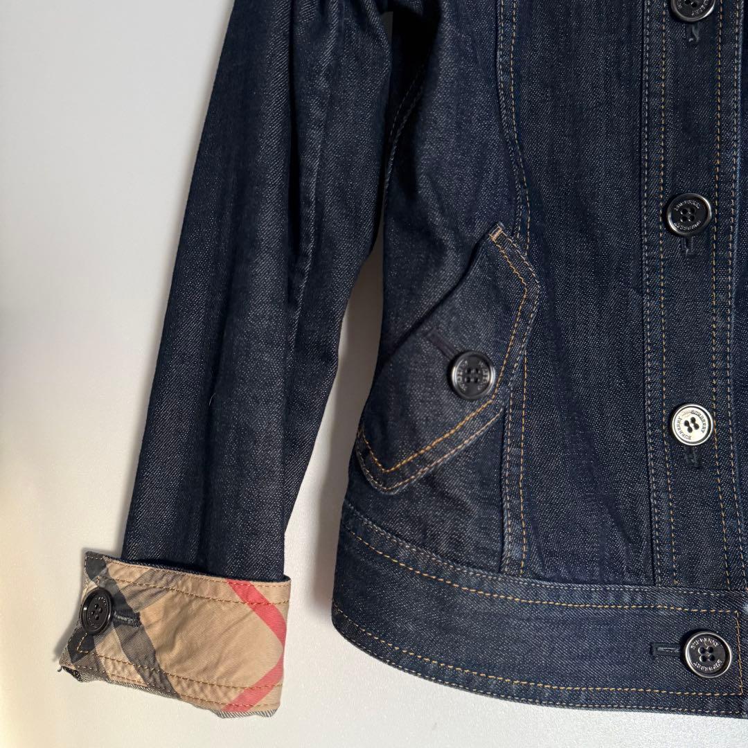 廃盤 美品　バーバリーロンドン　デニムジャケット ノバチェック裏地 革ロゴ 38