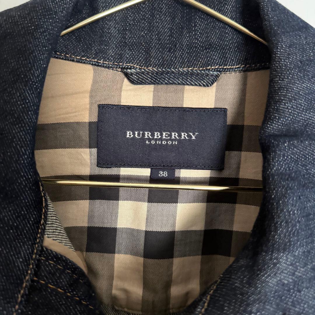 廃盤 美品　バーバリーロンドン　デニムジャケット ノバチェック裏地 革ロゴ 38