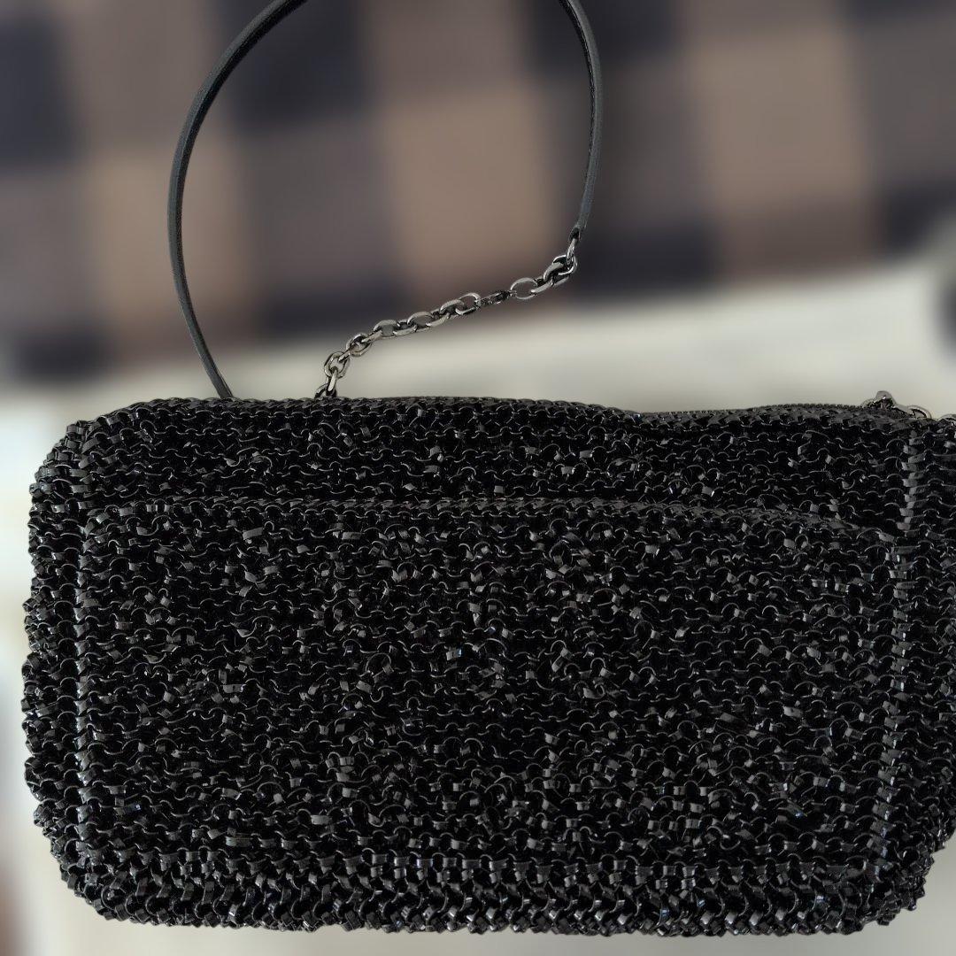 ANTEPRIMA ビーズ編み ブラックショルダーバッグ