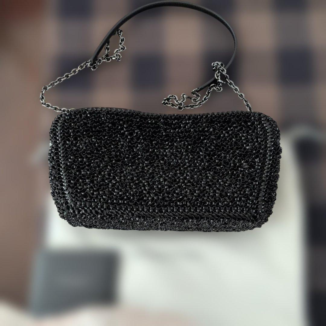 ANTEPRIMA ビーズ編み ブラックショルダーバッグ