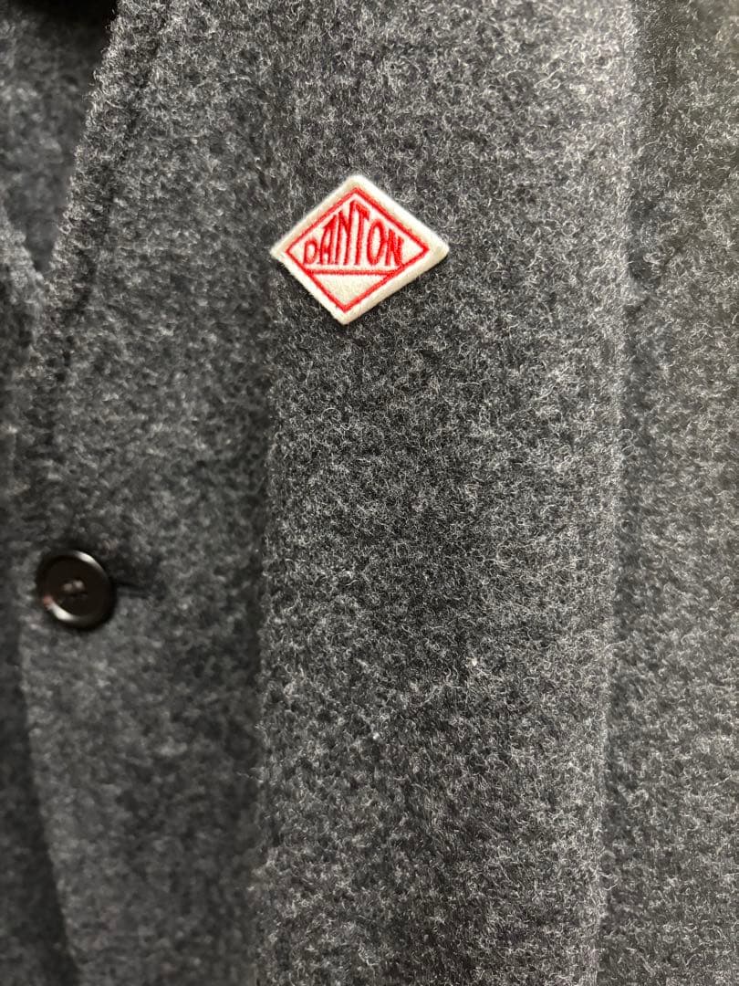 ダントンDANTONウールライトパイルノーカラージャケットVネック