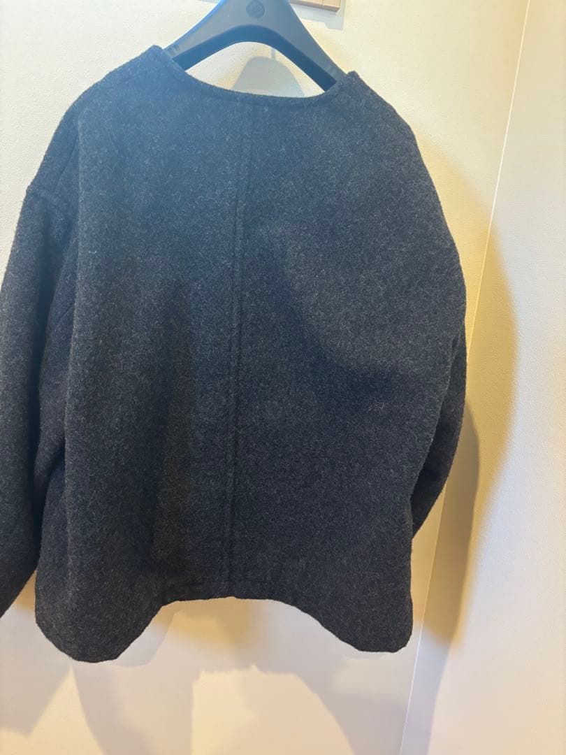 ダントンDANTONウールライトパイルノーカラージャケットVネック