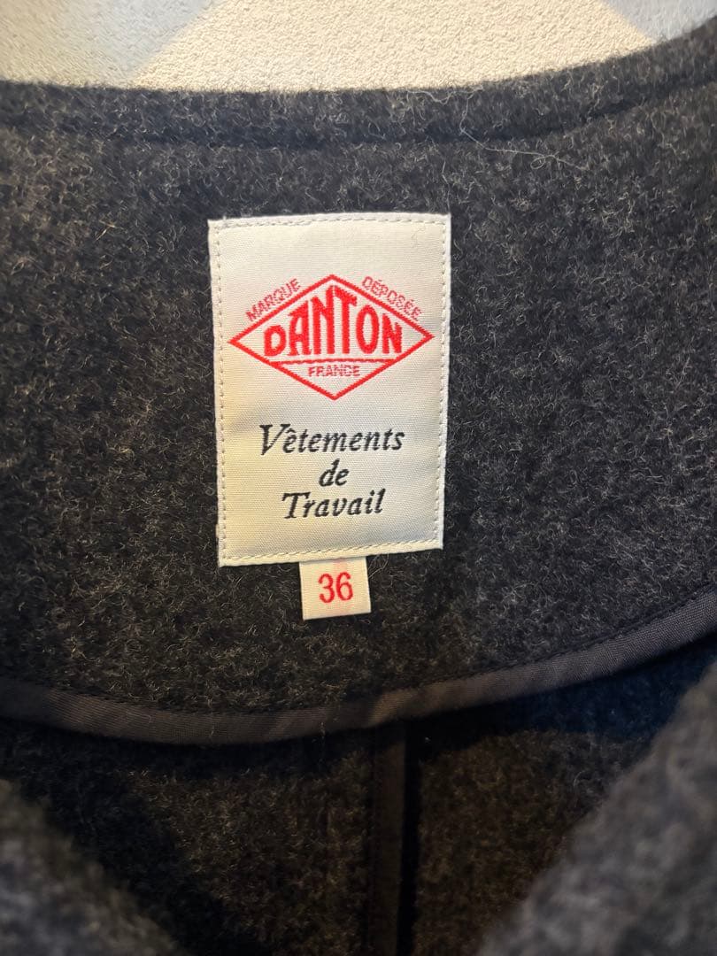 ダントンDANTONウールライトパイルノーカラージャケットVネック