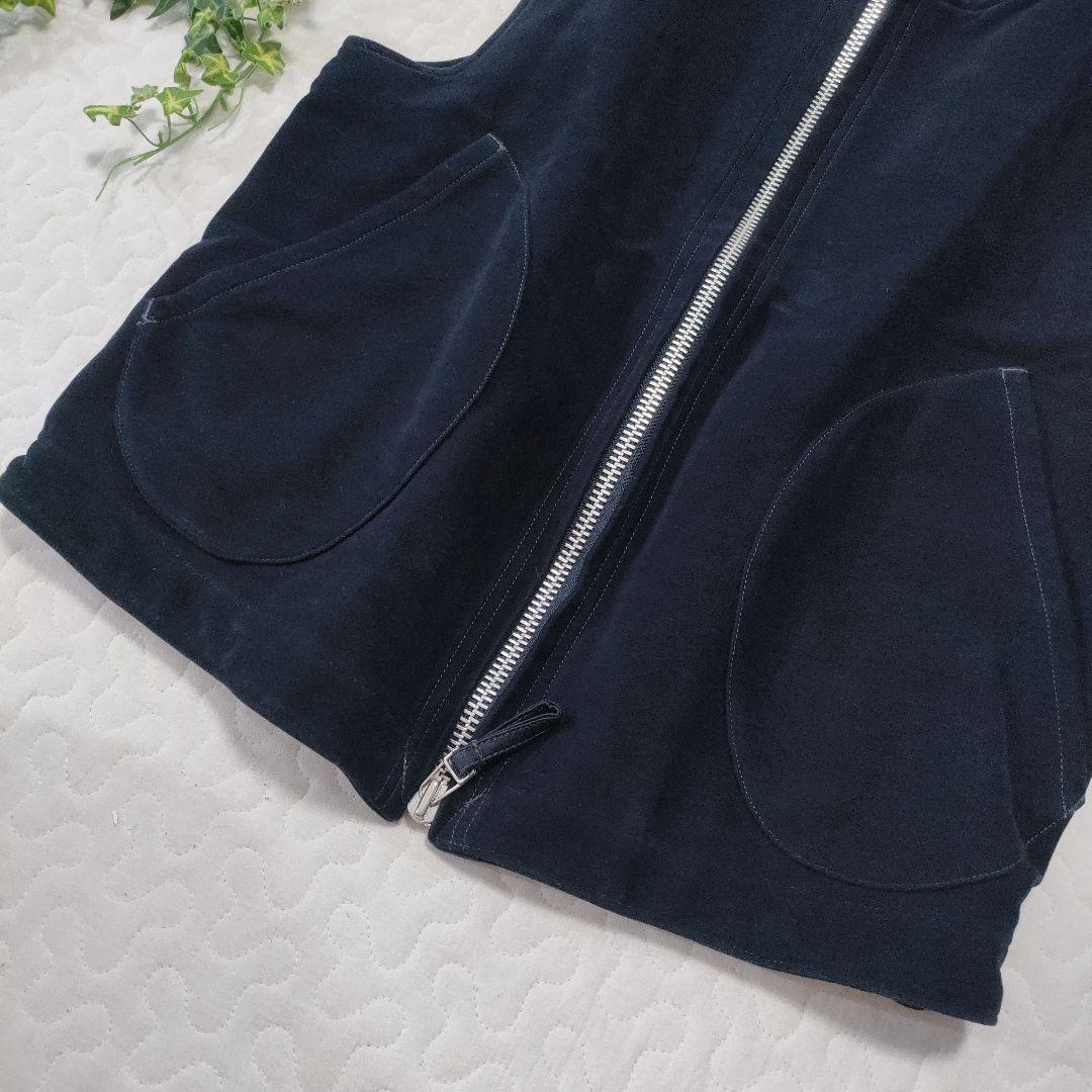 45R　現行タグ　中綿ベスト　コットン　起毛感あり◎　ネイビー　刺繍　3